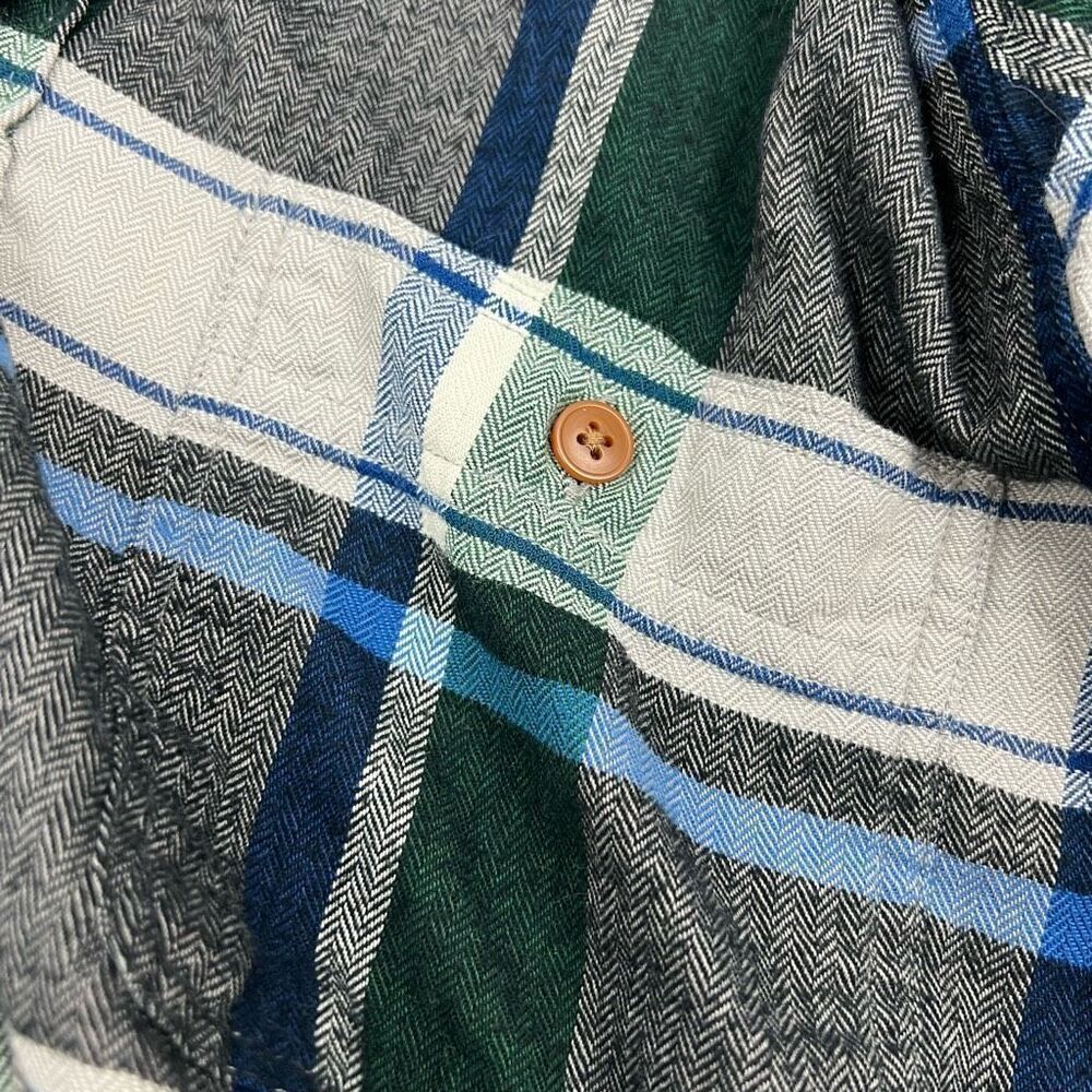 J.Crew Men’s Slim Fit Flannel Button Down Shirt Green Blue Plaid Size M - Picture 6 of 7